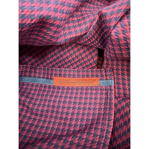 Luchiano Visconti Shirt Men XL Maroon Navy Houndstooth Long Sleeve Button Up - Picture 9 of 9